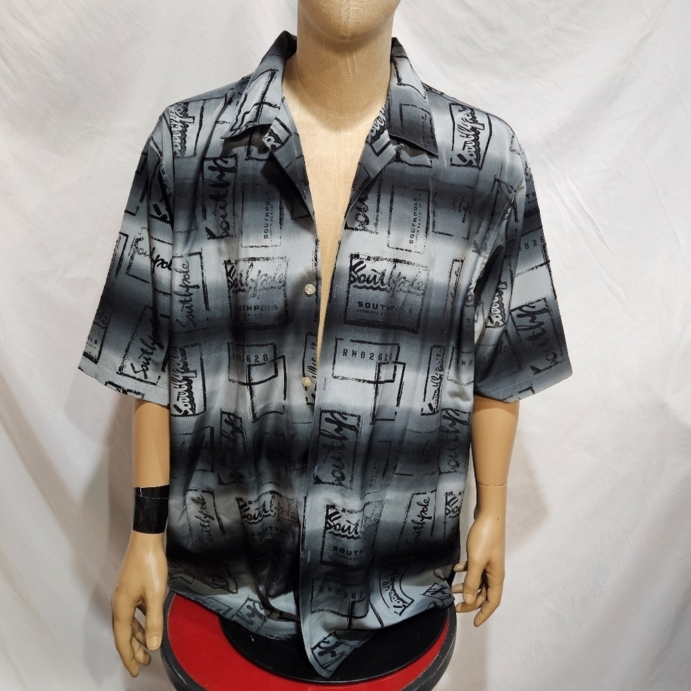 South Pole Mens Plaid Shirt Collared Button Short Sleeve Casual Blue black Sz XL